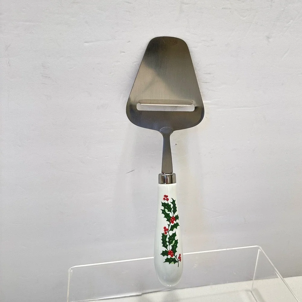 Vintage Macys A White Trimming‎ Cheese Plane 1986 Holly Berry Ceramic Japan Xmas